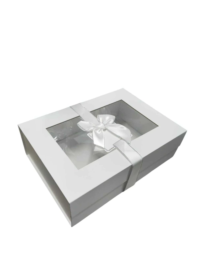 Caixa de Papel Cartonada Branca com Visor 28x20x9cm — Moulin